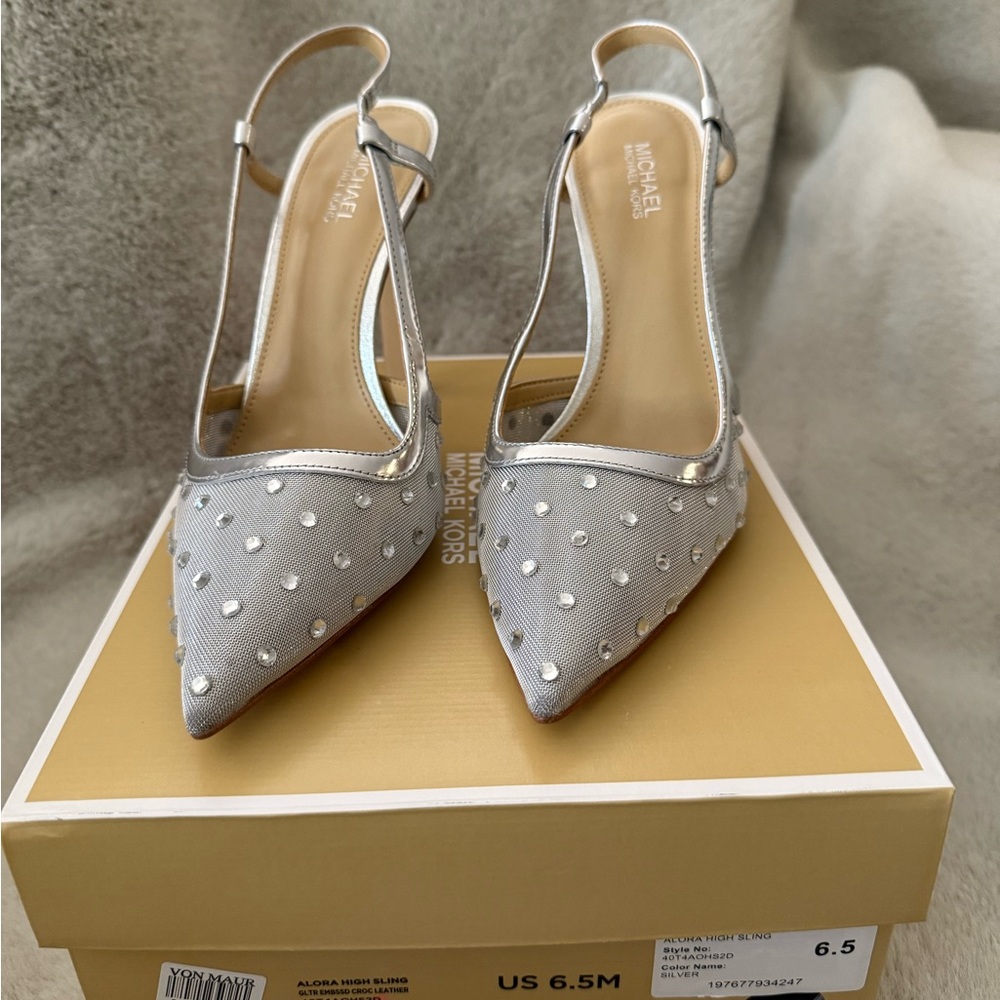 Michael Kors Silver High Sling Shoes